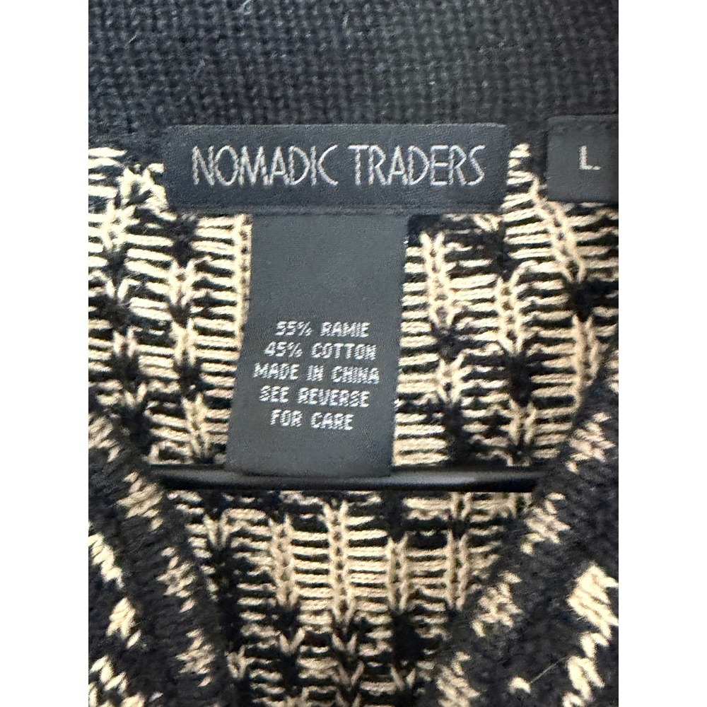 Nomadic Traders Black Tan Pattern Zip Up Cardigan… - image 2